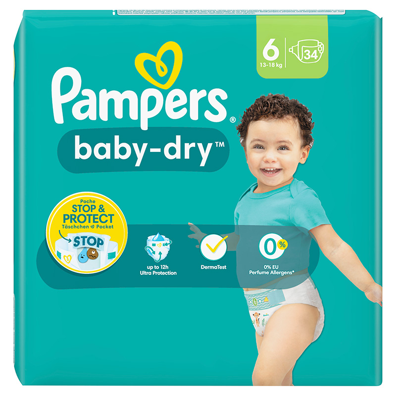Magazijn onderwijzen bijnaam Pampers Baby-Dry maat 6 ( 13-18 kg ) 34 stuks - Kleinschalige kinderopvang  XXS in Cuijk en Uden